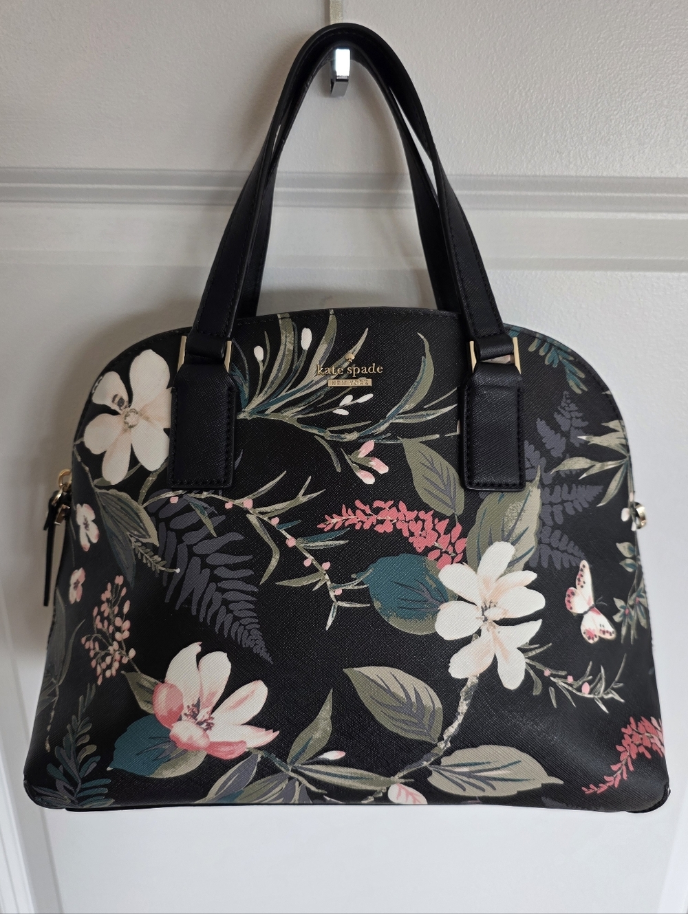 kate spade Black Floral Dome Satchel